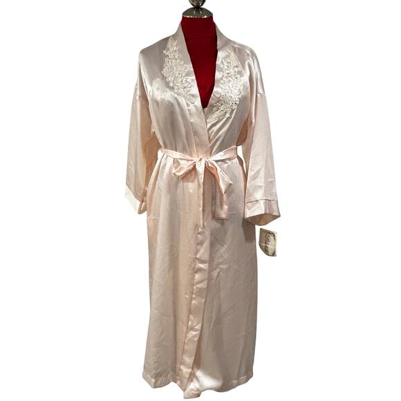 Vintage NOS Dentelle light pink silky satin peignoir set gown & robe size S - Picture 7 of 14